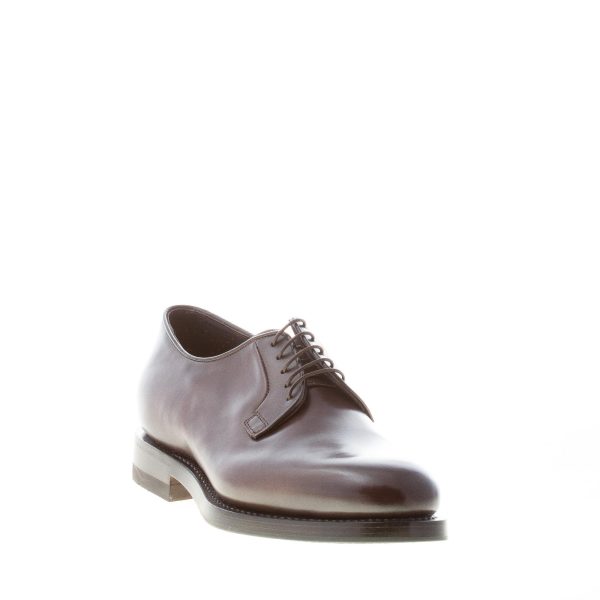 SANTONI uomo scarpa derby Goodyear in pelle anticata TESTA DI MORO a punta liscia. Suola cuoio - immagine 2