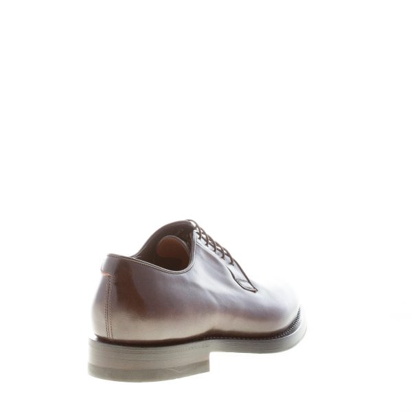 SANTONI uomo scarpa derby Goodyear in pelle anticata TESTA DI MORO a punta liscia. Suola cuoio - immagine 3