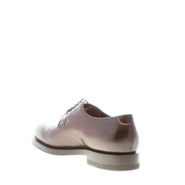 SANTONI uomo scarpa derby Goodyear in pelle anticata TESTA DI MORO a punta liscia. Suola cuoio - immagine 4