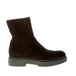 SANTONI donna stivaletto in camoscio NERO con zip. Suola in gomma rialzata. Tacco 3,5 cm