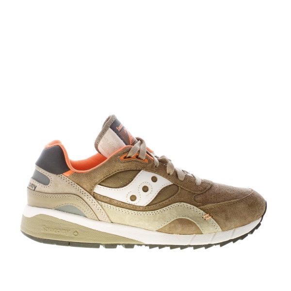 SAUCONY uomo sneaker Shadow 6000 in camoscio e tessuto VERDE OLIVA più arancione