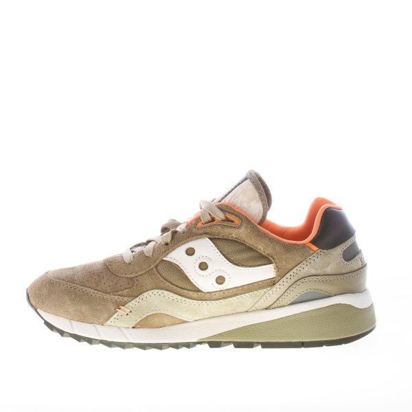 SAUCONY uomo sneaker Shadow 6000 in camoscio e tessuto VERDE OLIVA più arancione - immagine 5
