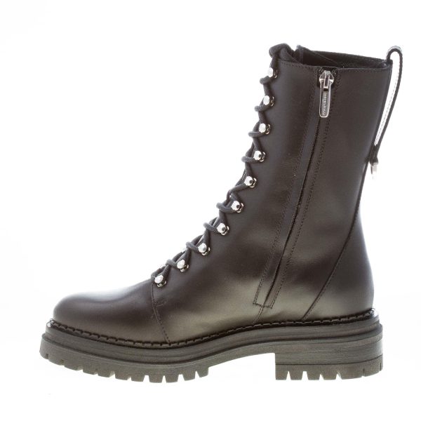 SERGIO ROSSI donna stivaletto anfibio Joan in pelle NERO con lacci e zip. Tacco 4 cm - immagine 5