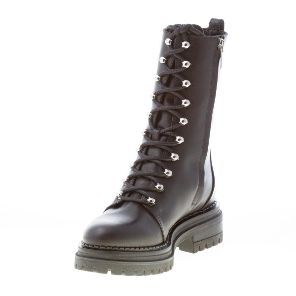 SERGIO ROSSI donna stivaletto anfibio Joan in pelle NERO con lacci e zip. Tacco 4 cm - immagine 6