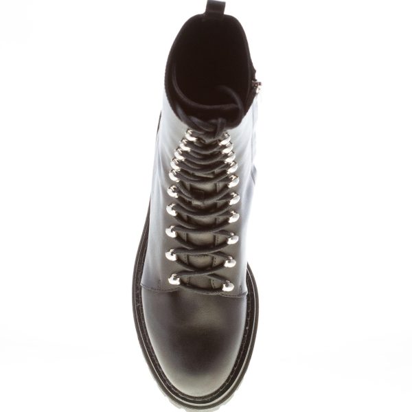 SERGIO ROSSI donna stivaletto anfibio Joan in pelle NERO con lacci e zip. Tacco 4 cm - immagine 7