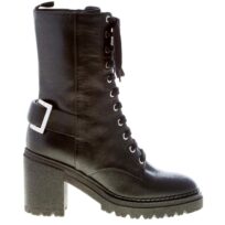 SERGIO ROSSI donna stivale biker Prince NERO con lacci e zip. Tacco 8 cm