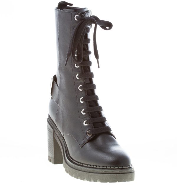 SERGIO ROSSI donna stivale biker Prince NERO con lacci e zip. Tacco 8 cm - immagine 2