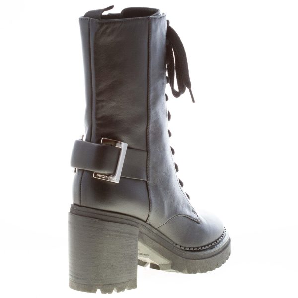 SERGIO ROSSI donna stivale biker Prince NERO con lacci e zip. Tacco 8 cm - immagine 3
