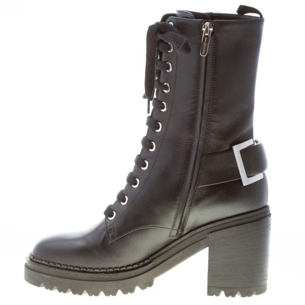 SERGIO ROSSI donna stivale biker Prince NERO con lacci e zip. Tacco 8 cm - immagine 5