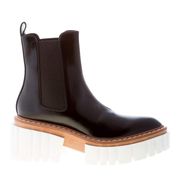 STELLA McCARTNEY donna stivaletto elasticizzato Emilie in eco-pelle NERO con maxi suola e platform. Tacco 8 cm