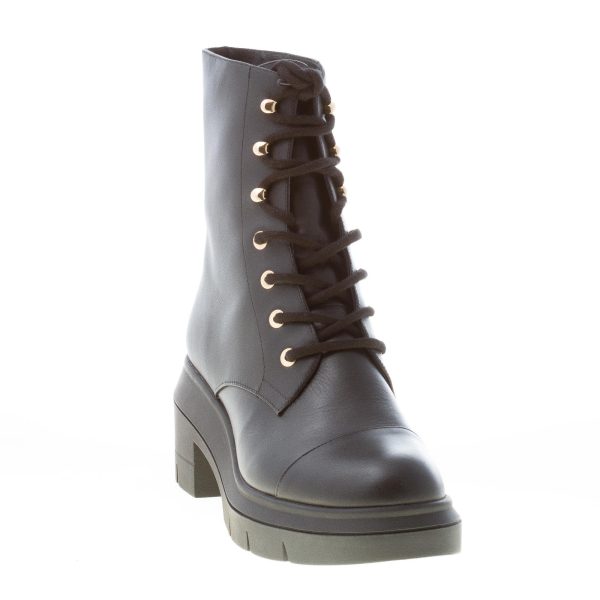 STUART WEITZMAN stivaletto allacciato Nisha in pelle NERO con platform. Tacco 7 cm - immagine 2