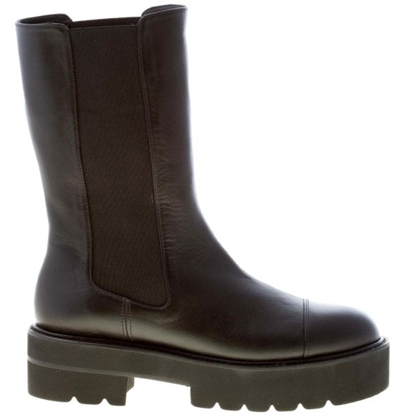 STUART WEITZMAN stivaletto elasticizzato Presley Ultralift in pelle NERO con platform. Tacco 5 cm
