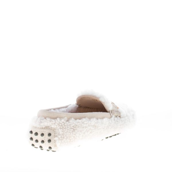 TOD'S donna mocassino gommini in shearling BIANCO con catena oro - immagine 3