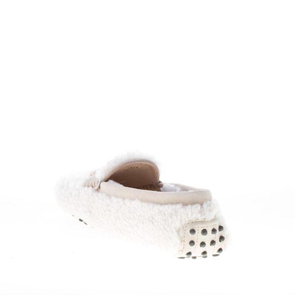 TOD'S donna mocassino gommini in shearling BIANCO con catena oro - immagine 4