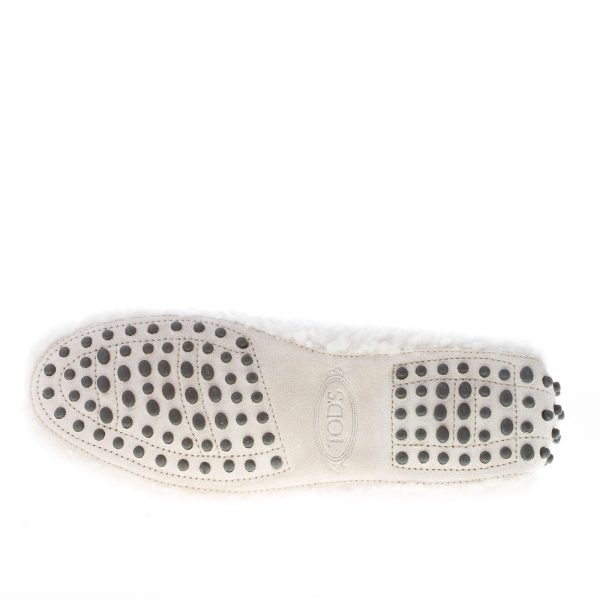 TOD'S donna mocassino gommini in shearling BIANCO con catena oro - immagine 8