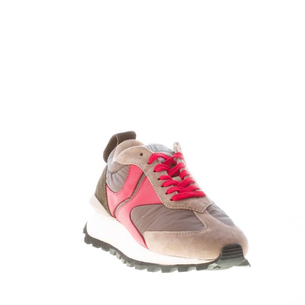 VOILE BLANCHE uomo sneaker Qwark in nylon pelle e camoscio VERDE TORTORA e ROSSO - immagine 2