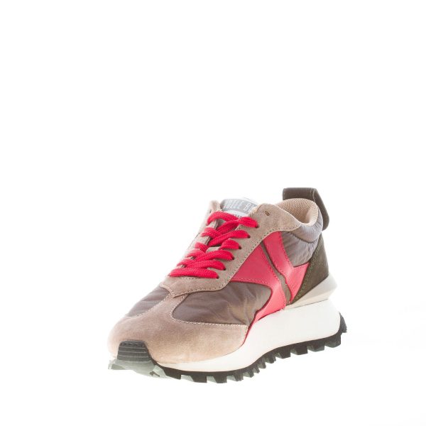 VOILE BLANCHE uomo sneaker Qwark in nylon pelle e camoscio VERDE TORTORA e ROSSO - immagine 6