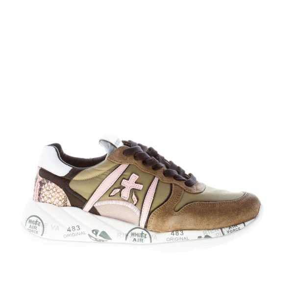 PREMIATA donna sneaker Layla 5414 in camoscio e nylon VERDE più rosa