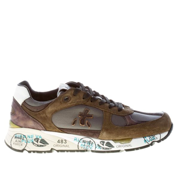 PREMIATA uomo sneaker Mase 4005 in camoscio e tessuto tecnico VERDE più nero e testa di moro