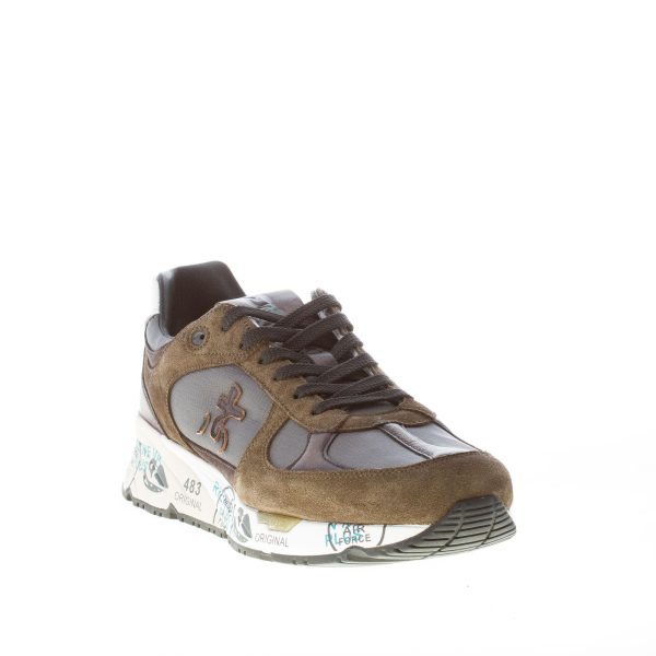 PREMIATA uomo sneaker Mase 4005 in camoscio e tessuto tecnico VERDE più nero e testa di moro - immagine 2