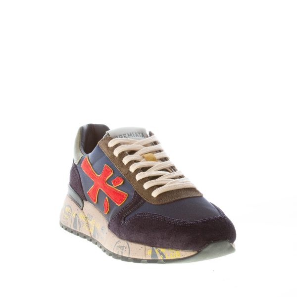 PREMIATA uomo sneaker Mick 5356 in tessuto tecnico e camoscio BLU più arancio - immagine 2