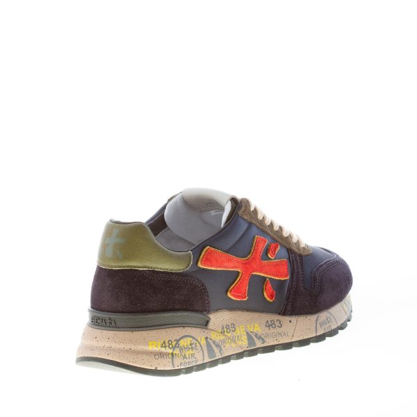 PREMIATA uomo sneaker Mick 5356 in tessuto tecnico e camoscio BLU più arancio - immagine 3