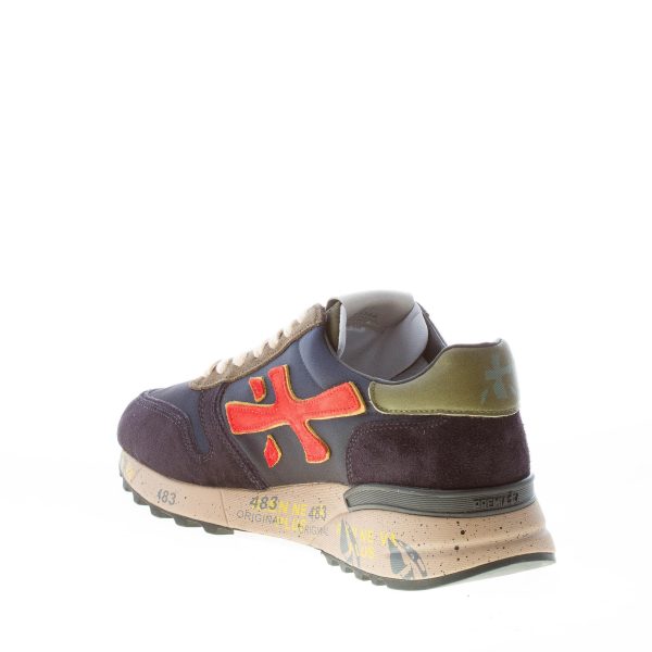 PREMIATA uomo sneaker Mick 5356 in tessuto tecnico e camoscio BLU più arancio - immagine 4