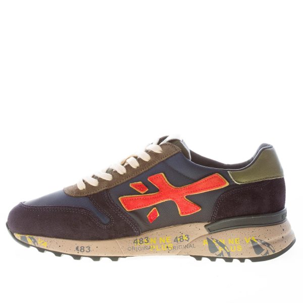 PREMIATA uomo sneaker Mick 5356 in tessuto tecnico e camoscio BLU più arancio - immagine 5