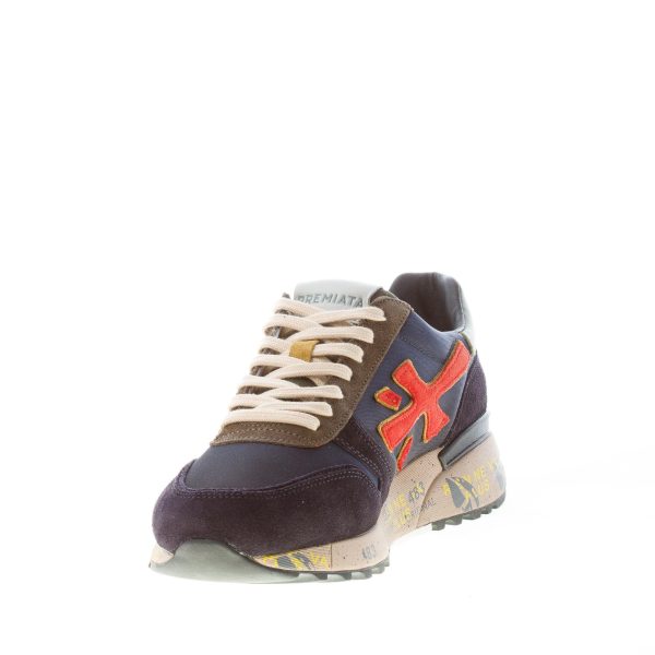 PREMIATA uomo sneaker Mick 5356 in tessuto tecnico e camoscio BLU più arancio - immagine 6