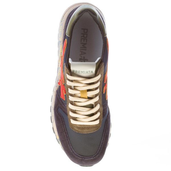 PREMIATA uomo sneaker Mick 5356 in tessuto tecnico e camoscio BLU più arancio - immagine 7