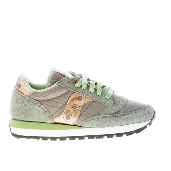 SAUCONY donna sneaker Jazz Original in tessuto e camoscio VERDE oliva più oro