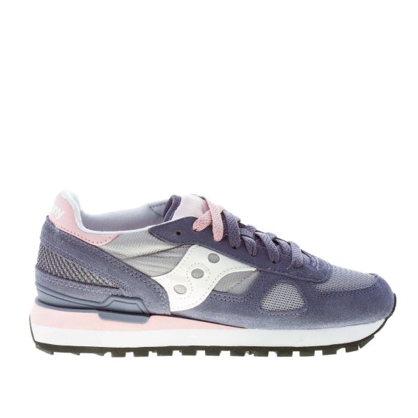 SAUCONY donna sneaker Shadow Original in camoscio BLU NAVY e tessuto argento