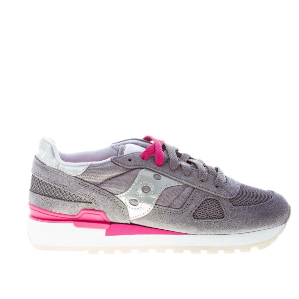 SAUCONY donna sneaker Shadow Original in camoscio GRIGIO e tessuto argento