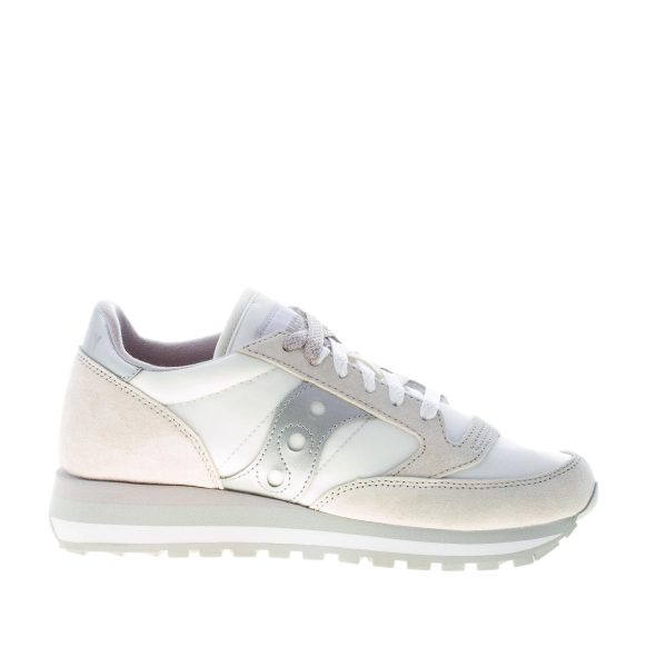 SAUCONY donna sneaker Jazz Triple in camoscio e tessuto tecnico BIANCO più argento