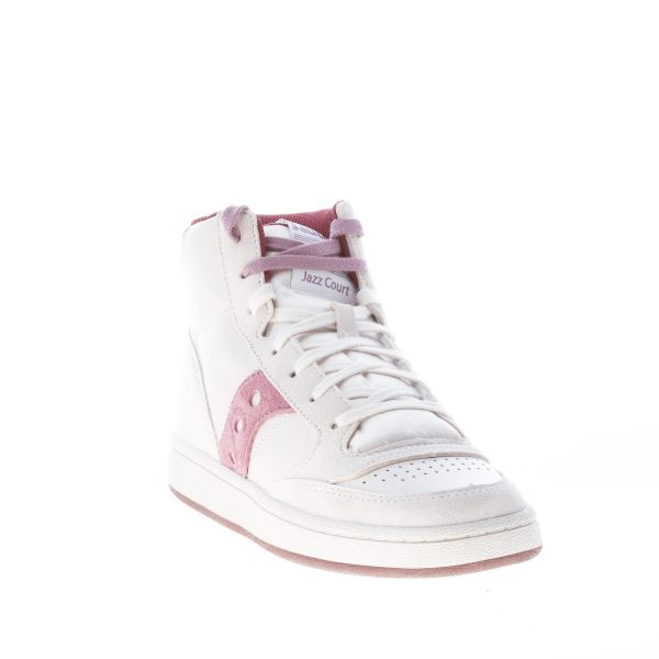 SAUCONY donna sneaker Jazz Court High Satin in camoscio e pelle BIANCO perla più rosa - immagine 2