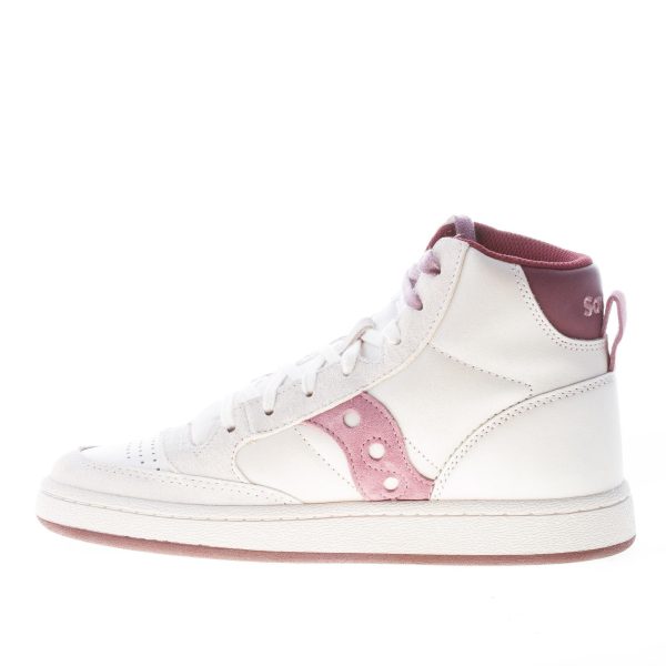 SAUCONY donna sneaker Jazz Court High Satin in camoscio e pelle BIANCO perla più rosa - immagine 5