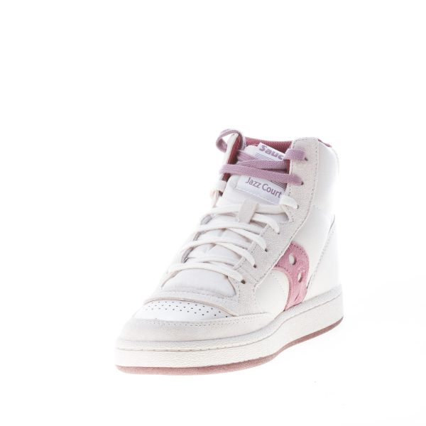 SAUCONY donna sneaker Jazz Court High Satin in camoscio e pelle BIANCO perla più rosa - immagine 6