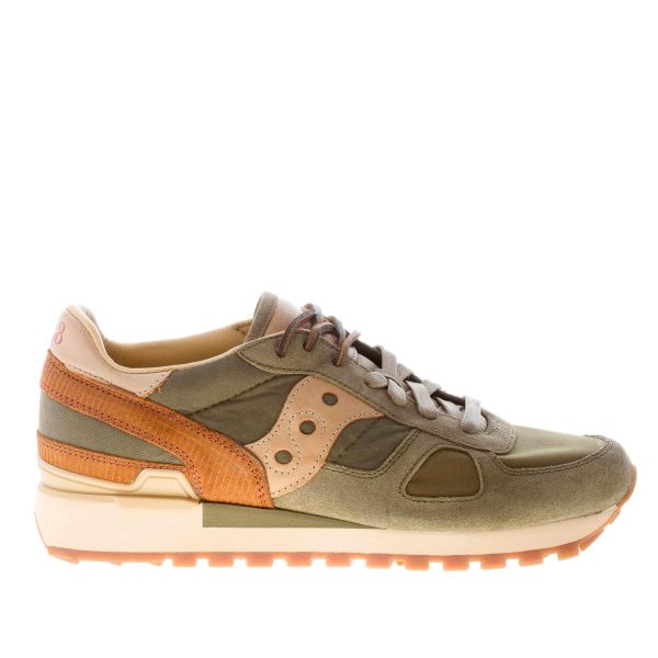 SAUCONY uomo sneaker Shadow Original in camoscio e tessuto nylon VERDE più marrone