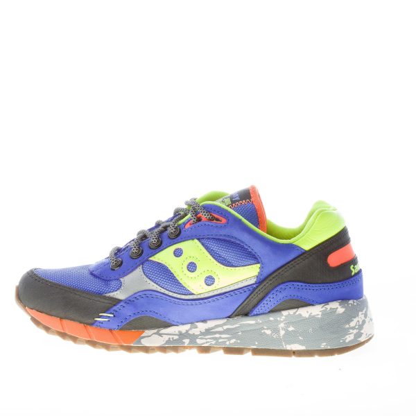 SAUCONY uomo sneaker Shadow 6000 Trail  in pelle e tessuto BLU più LIME - immagine 5