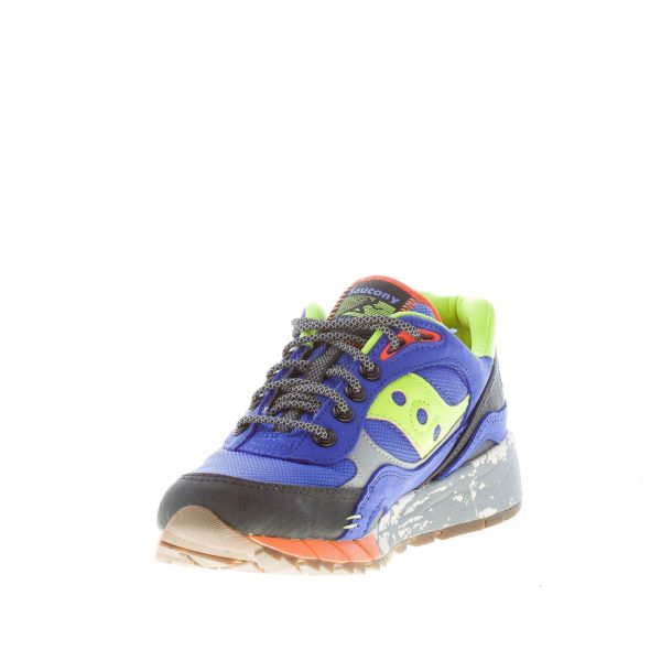 SAUCONY uomo sneaker Shadow 6000 Trail  in pelle e tessuto BLU più LIME - immagine 6