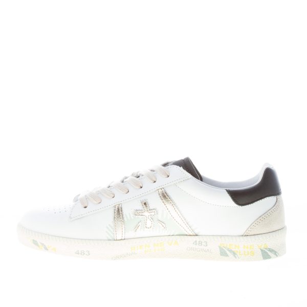 PREMIATA donna sneaker ANDY 5747 in pelle BIANCO più nero e platino - immagine 5