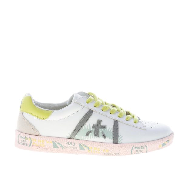 PREMIATA donna sneaker ANDY 5750 in pelle BIANCO più verde e grigio