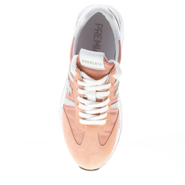 PREMIATA donna sneaker Beth 5605 in camoscio e tessuto nylon SALMONE più grigio con maxi platform - immagine 7