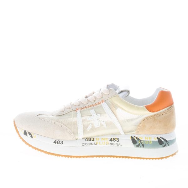 PREMIATA donna sneaker Conny 5612 in camoscio e tessuto trasparente BEIGE - immagine 5