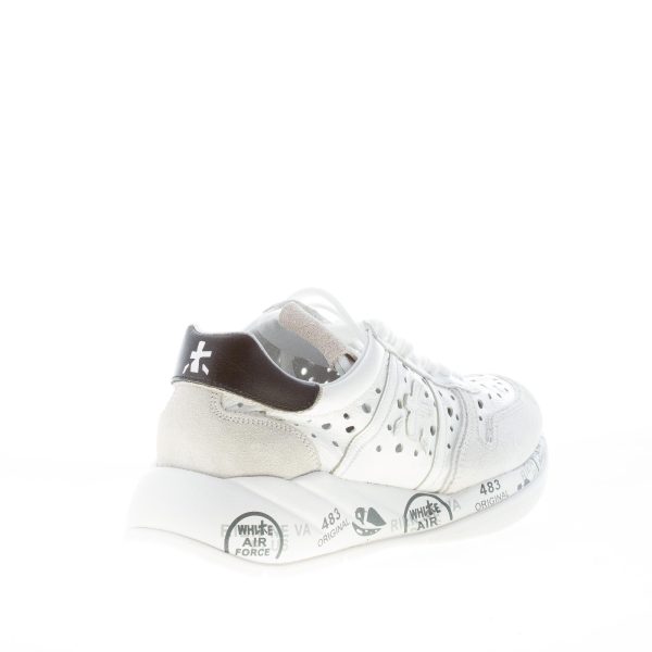 PREMIATA donna sneaker Layla 5649 in camoscio e pelle forata BIANCO più nero - immagine 3
