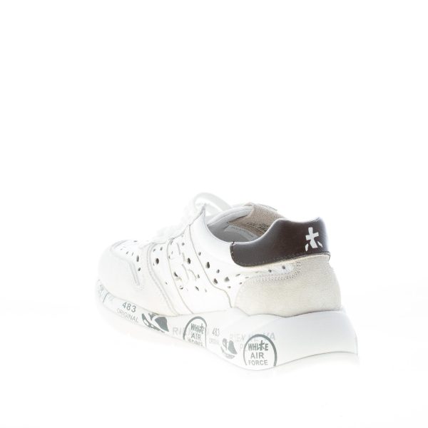 PREMIATA donna sneaker Layla 5649 in camoscio e pelle forata BIANCO più nero - immagine 4