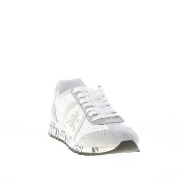 PREMIATA donna sneaker Lucy 5627 in tessuto forato BIANCO e camoscio GRIGIO - immagine 2