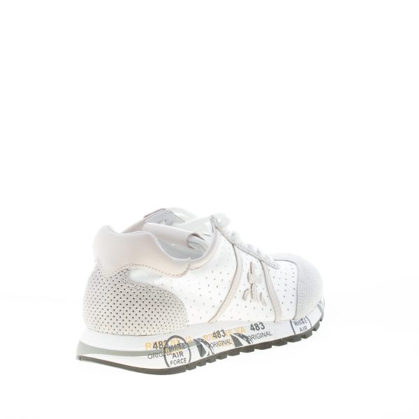 PREMIATA donna sneaker Lucy 5627 in tessuto forato BIANCO e camoscio GRIGIO - immagine 3