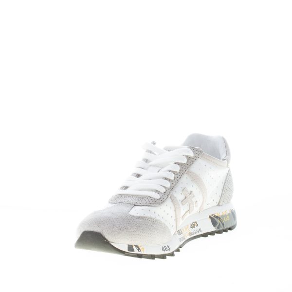 PREMIATA donna sneaker Lucy 5627 in tessuto forato BIANCO e camoscio GRIGIO - immagine 6