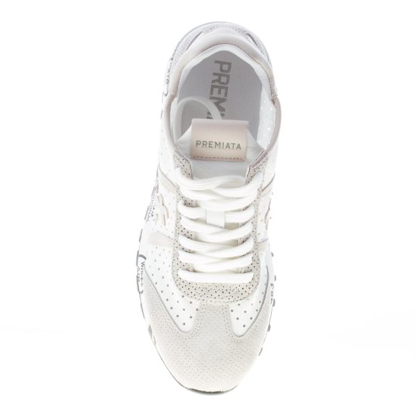 PREMIATA donna sneaker Lucy 5627 in tessuto forato BIANCO e camoscio GRIGIO - immagine 7